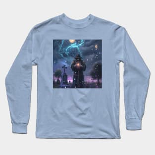 Demonic Sorcerer Conjures Power in a Cemetery Long Sleeve T-Shirt